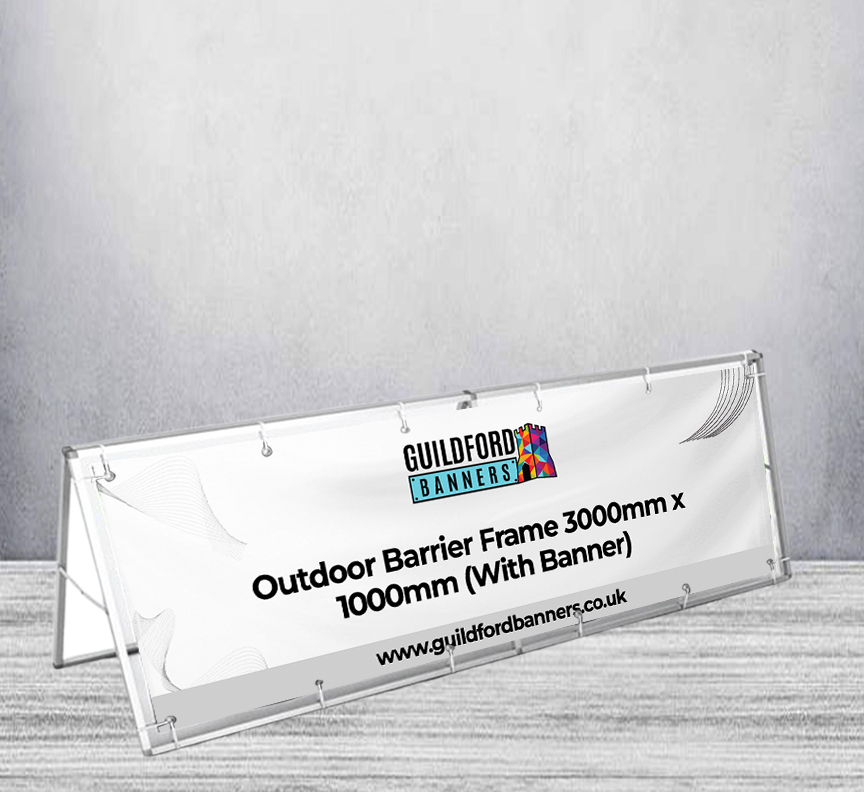Outdoor Barrier Frame 3000mm x 1000mm (With Banner)
