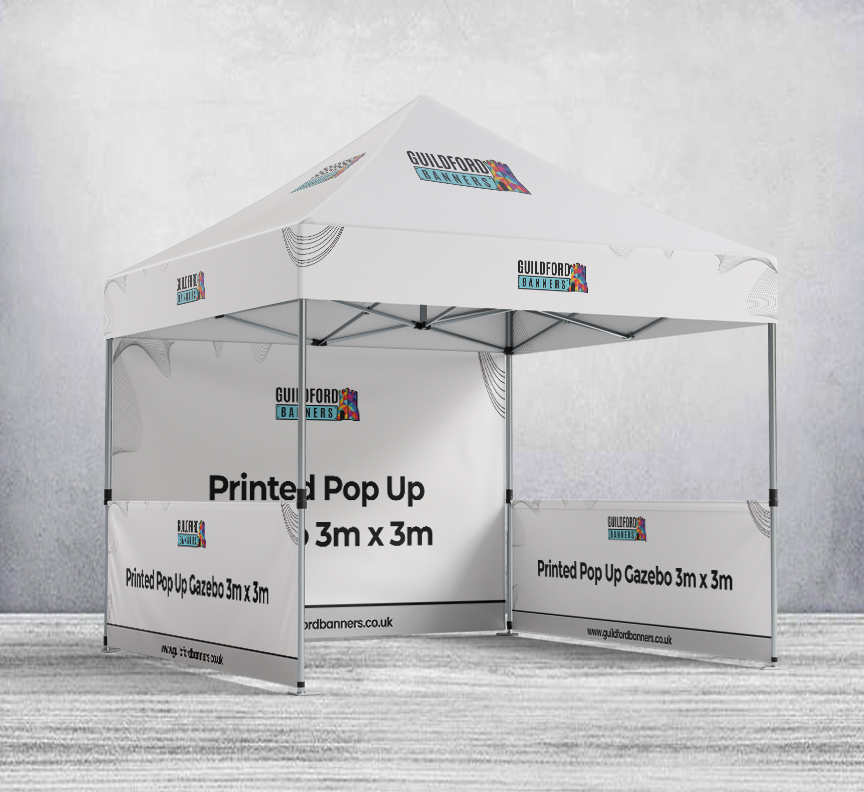 Printed Pop Up Gazebo 3m x 3m (with Wheeled Case & Pegs)